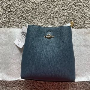 Brand New Coach Bucket Mini Town Denim Blue Leather Cross Body Bag Purse